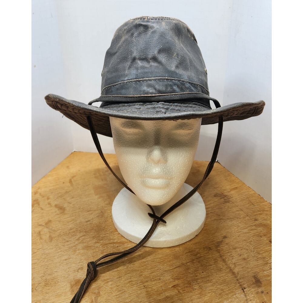 Conner‎ Handmade Hats Y1219-2 Brown Waxed Cotton Rain Hat Outback Safari